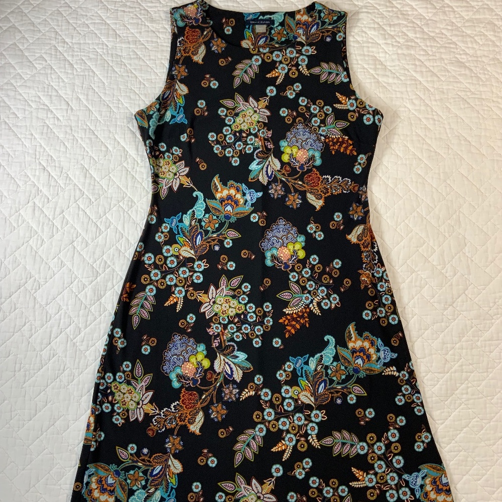 Tommy Hilfiger Women’s Dress Size 4 Black Floral Sleeveless Stretch Sheath (G14)